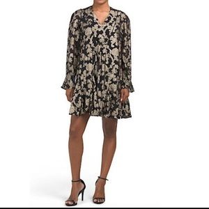 Anthropology black&gold metallic dress